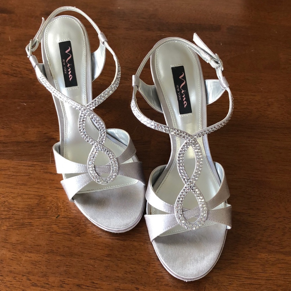 Nina Silver Rhinestone Dressy Heels